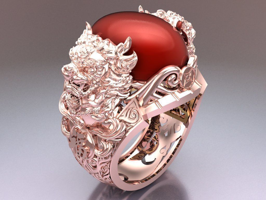 Pixiu Ring - Unicorn Ring - N1331 3D print model_1