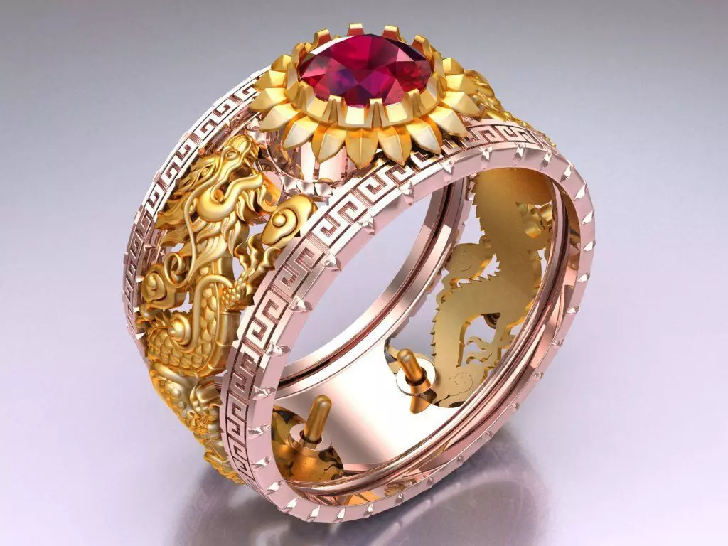 Dragon Ring - Mens Ring - N1152 3D print model