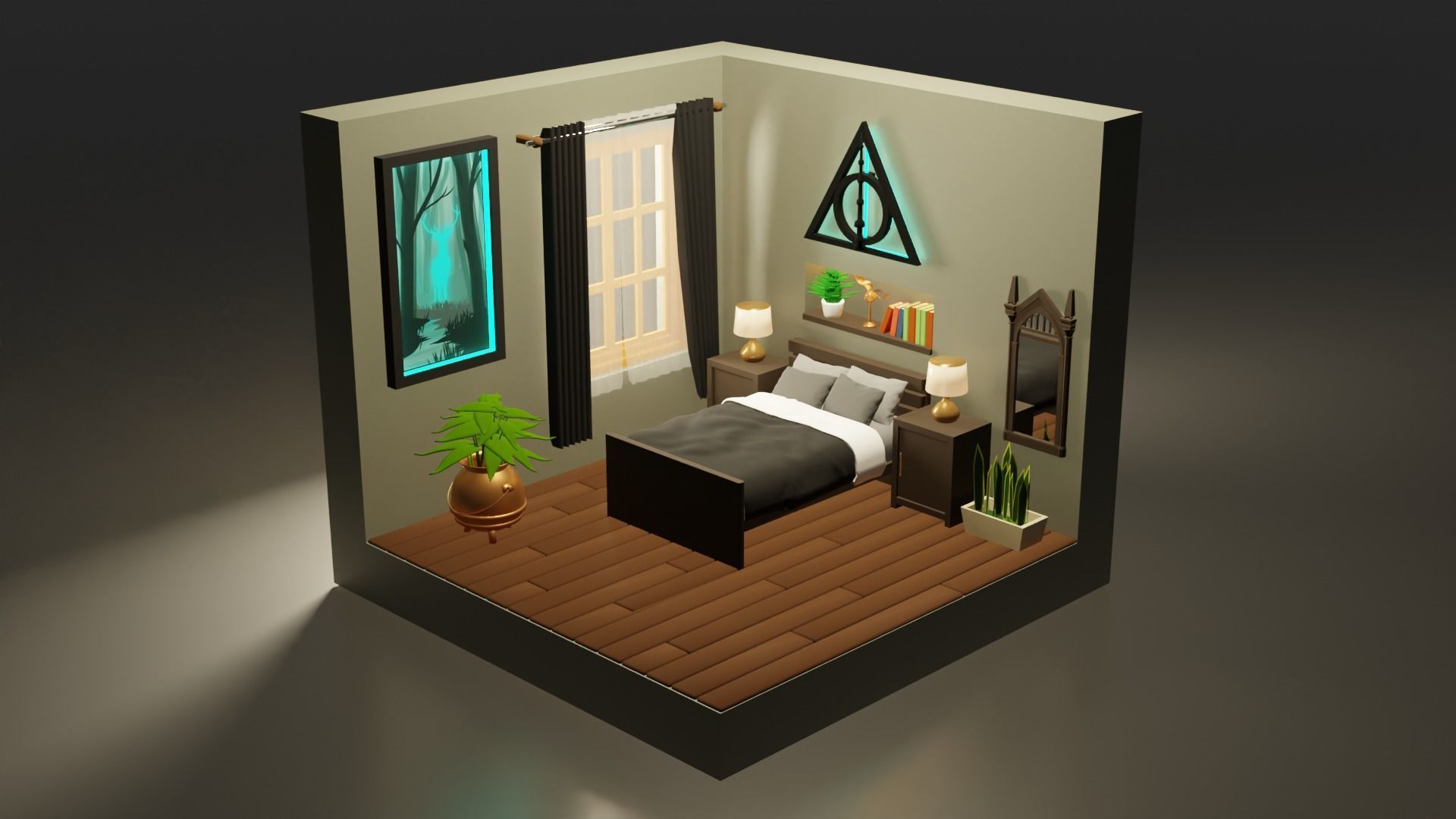 Isometric Harry Potter theme Bedroom 3D model | CGTrader
