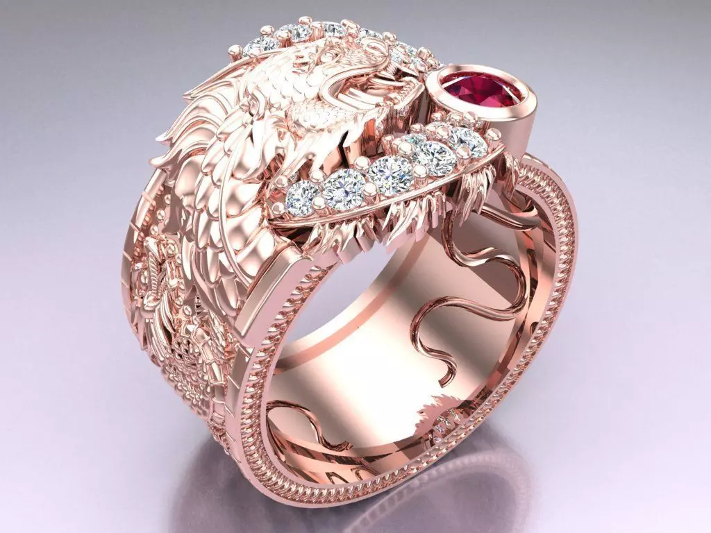 Dragon Ring - Mens Ring - N1124 3D print model