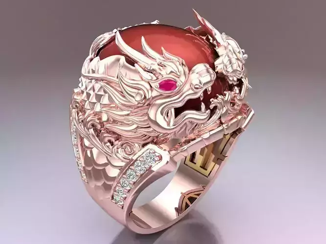 Dragon Ring - Oval stone Ring - N1210