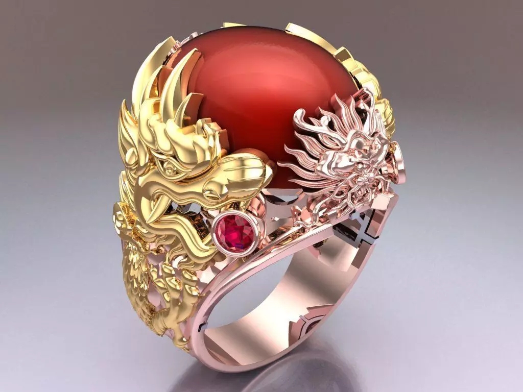 Dragon Ring - Oval stone Ring - N1143 3D print model