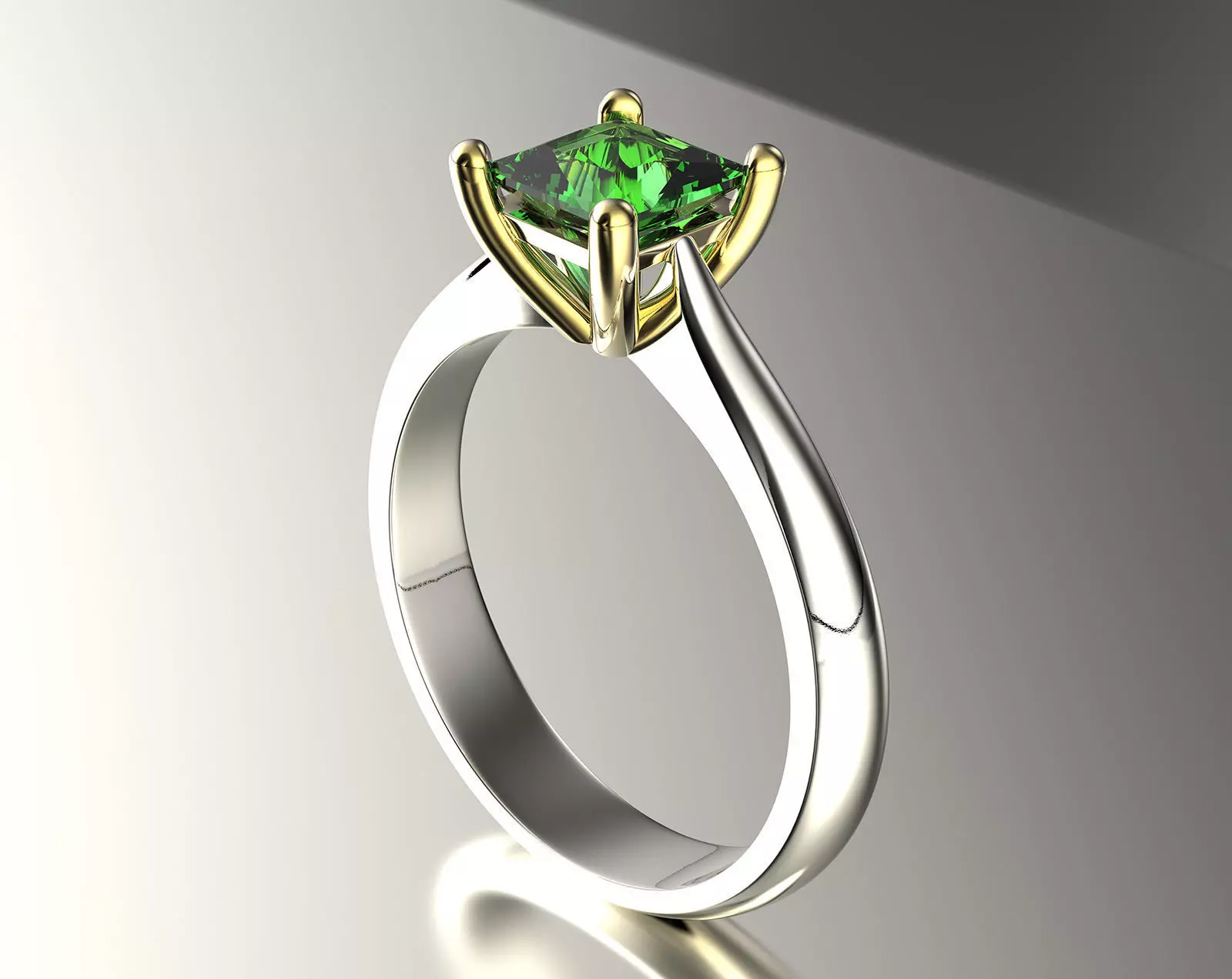 Gold engagement ring with diamond set of sizes 0067 V1 3D print model_0