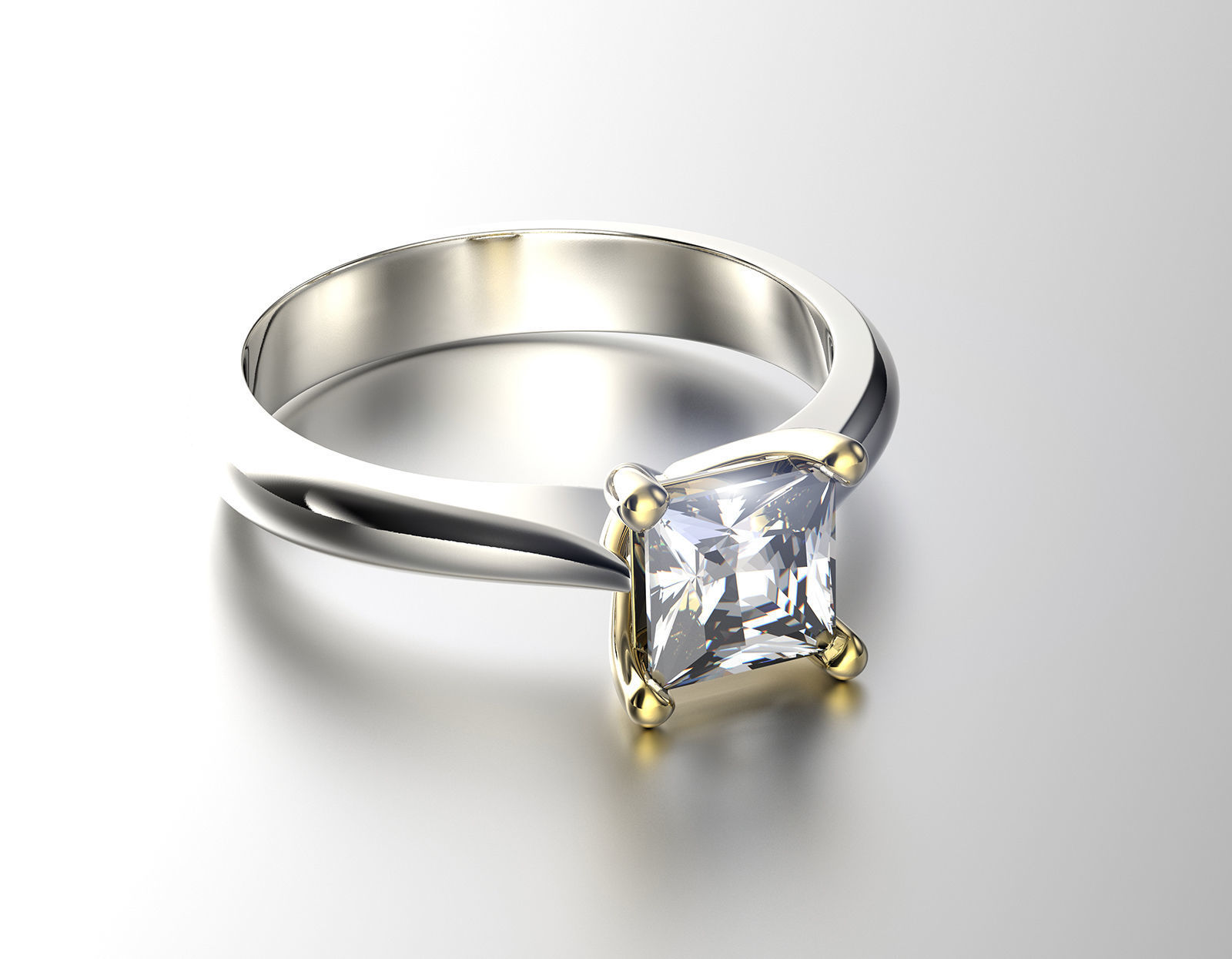 Gold engagement ring with diamond set of sizes 0067 V1 3D print model_8