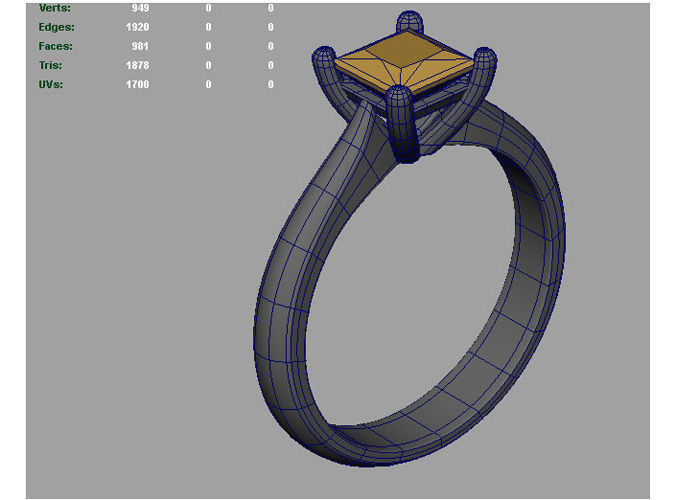 Gold engagement ring with diamond set of sizes 0067 V1 3D print model_13