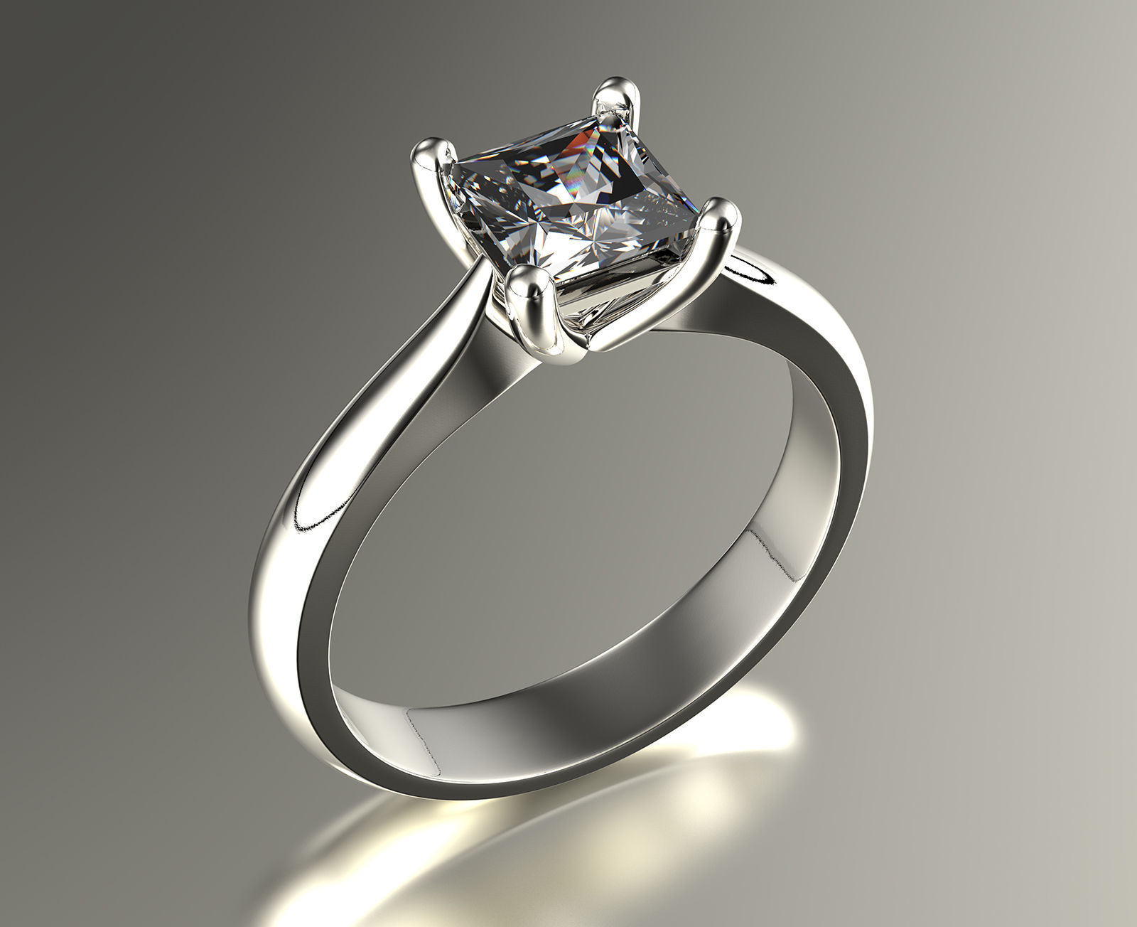 Gold engagement ring with diamond set of sizes 0067 V1 3D print model_2