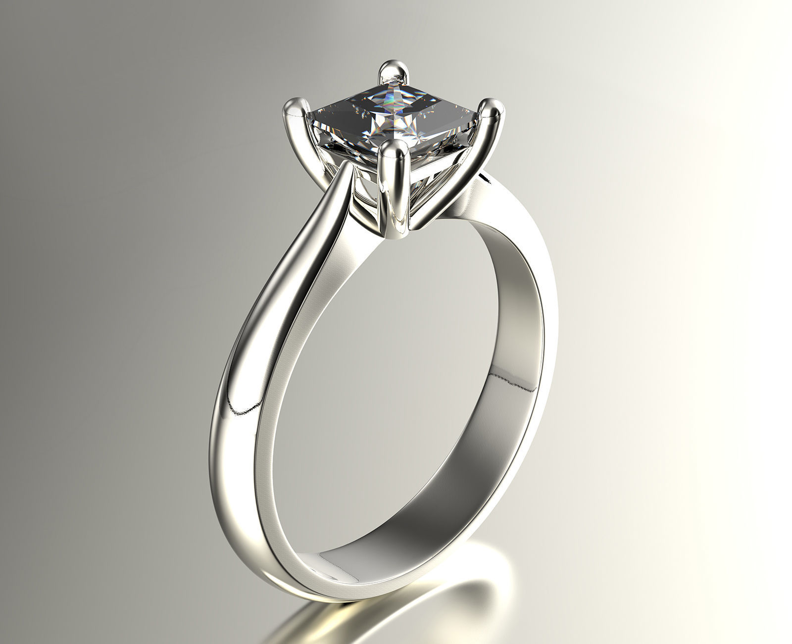 Gold engagement ring with diamond set of sizes 0067 V1 3D print model_4