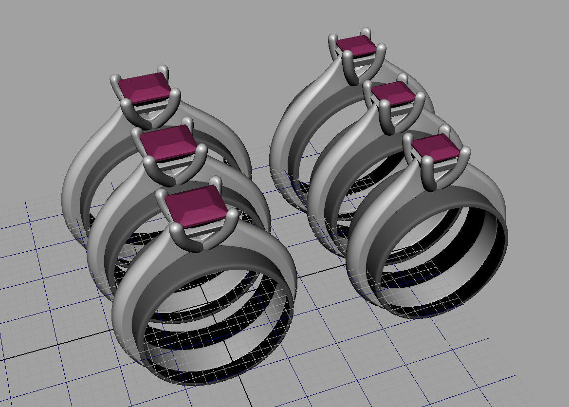 Gold engagement ring with diamond set of sizes 0067 V1 3D print model_12