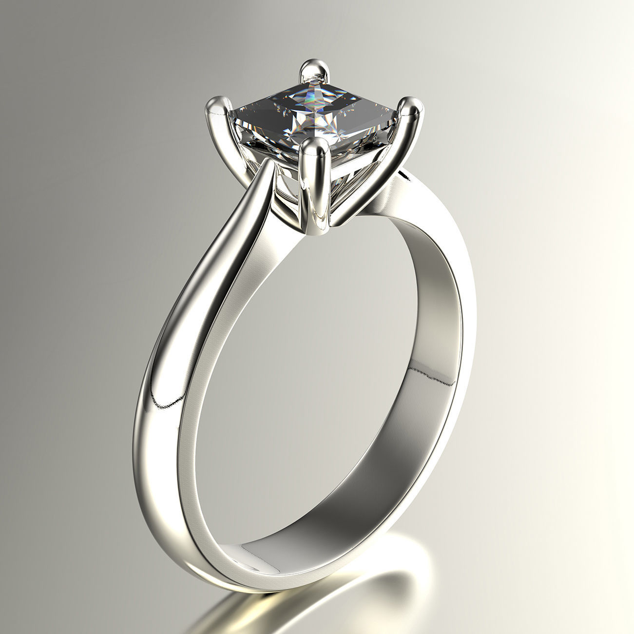 Gold engagement ring with diamond set of sizes 0067 V1 3D print model_1