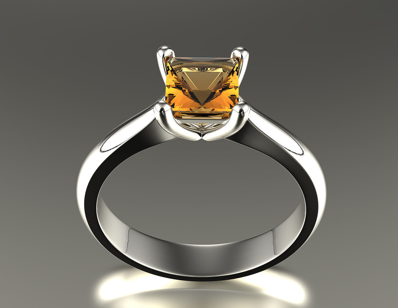 Gold engagement ring with diamond set of sizes 0067 V1 3D print model_7
