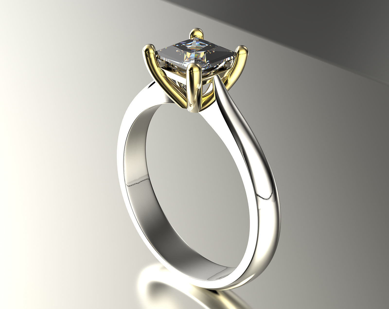 Gold engagement ring with diamond set of sizes 0067 V1 3D print model_6