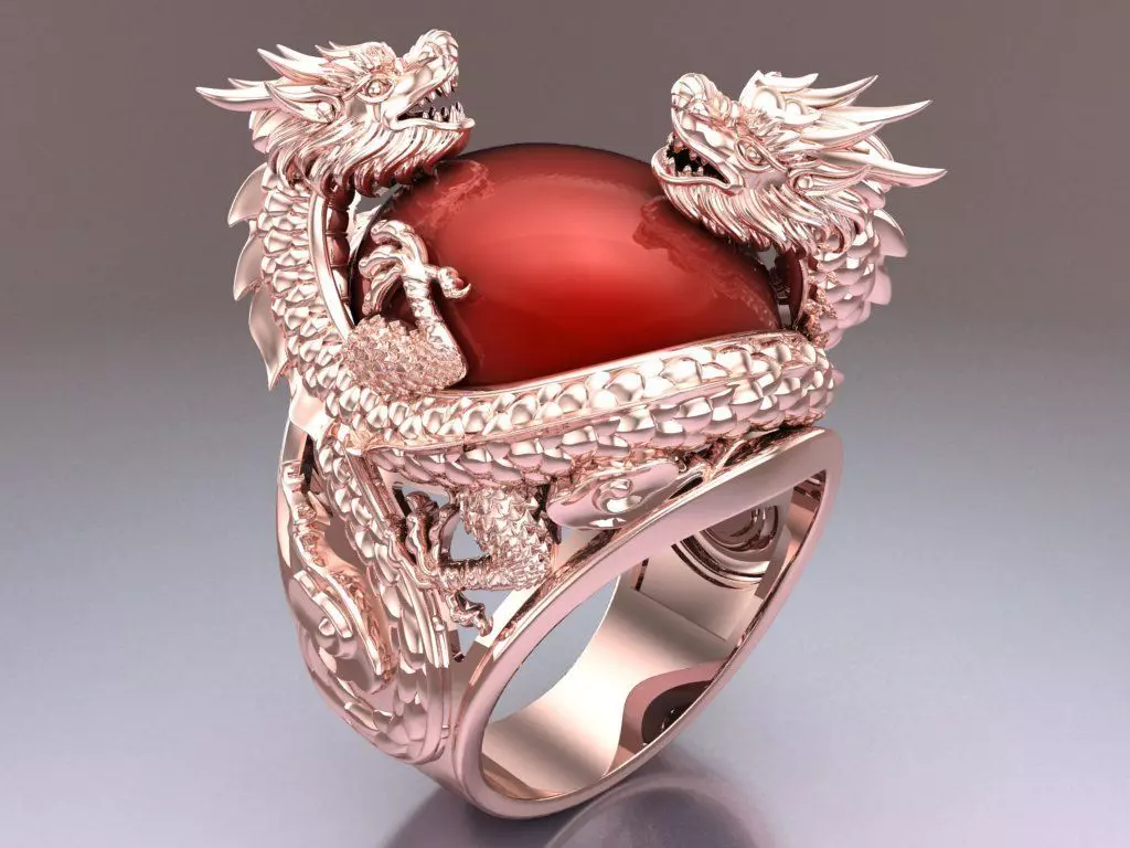 Dragon Ring - Oval stone Ring - N1116 3D print model