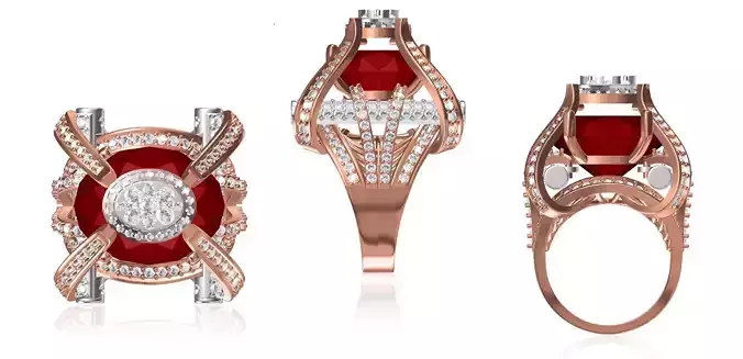 Women Wedding Engagement Ring STL OBJ FBX JCD Details