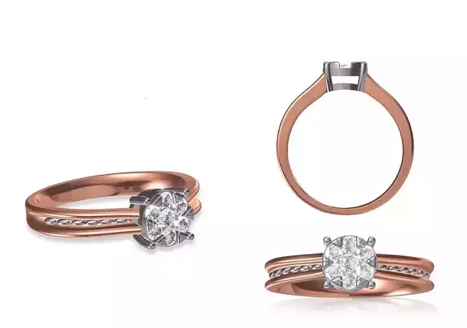 Women Wedding Engagement Ring STL OBJ FBX JCD Details