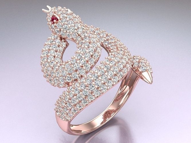 Snake Ring - Diamond Ring - N1228 3D print model
