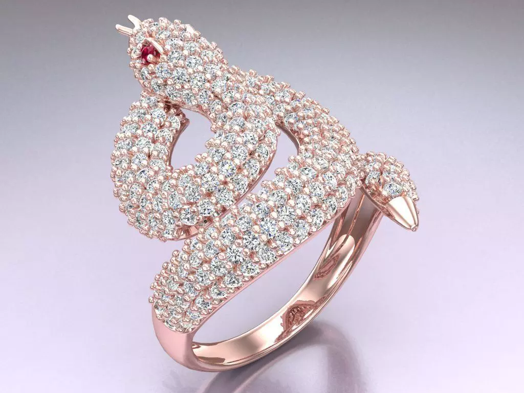 Snake Ring - Diamond Ring - N1228 3D print model
