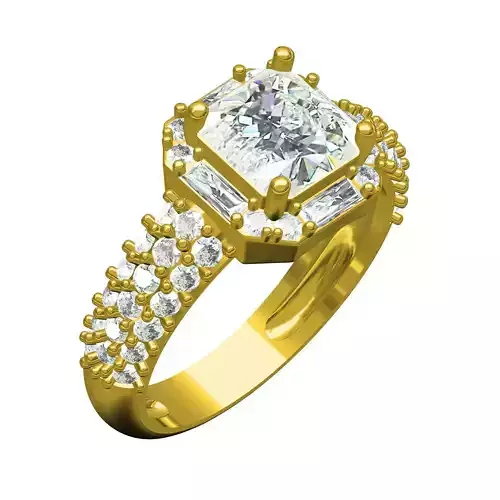 Asscher and Baguette Diamond Multi Halo Wedding Ring for Women