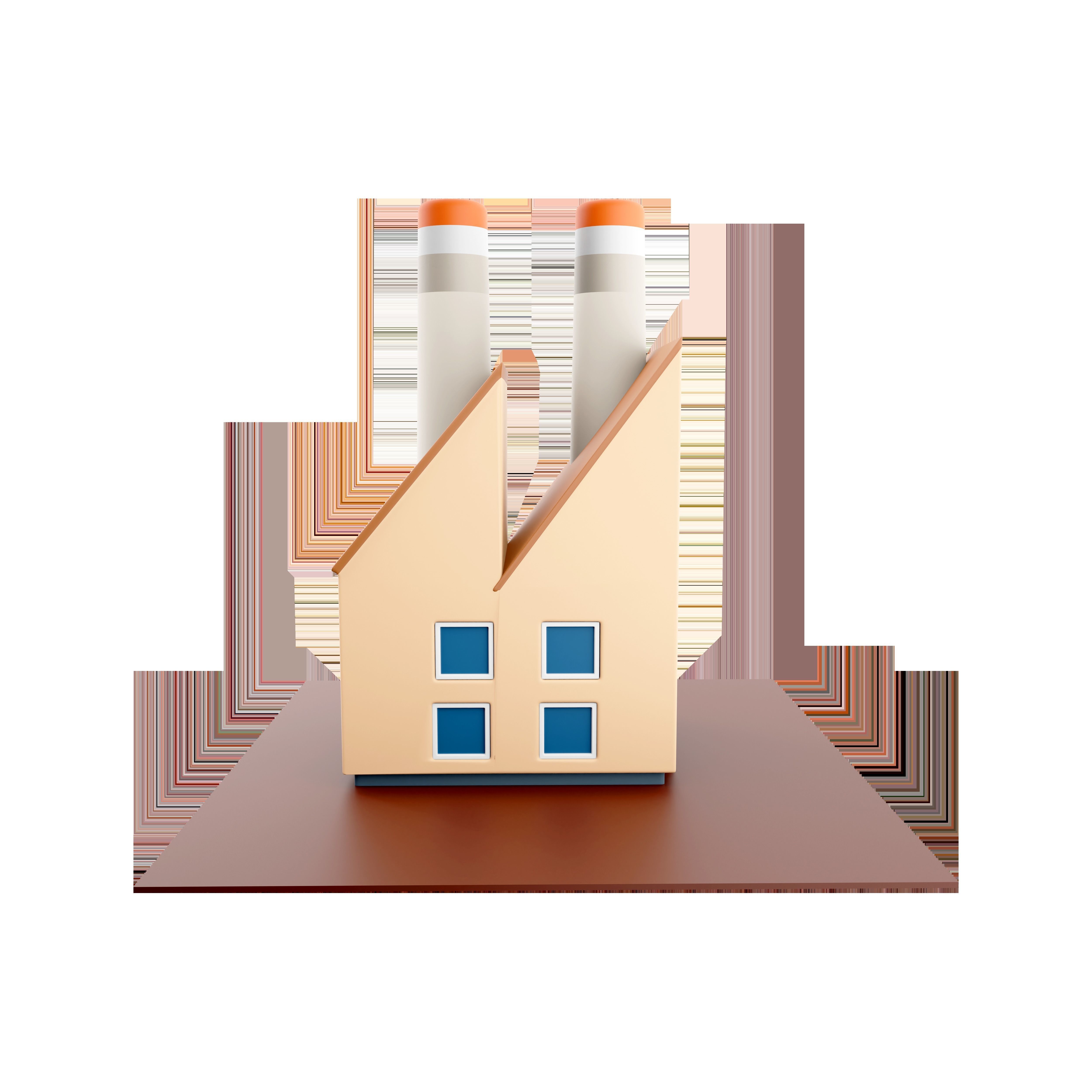 3d Industrial Factory Building icon 3D model_4