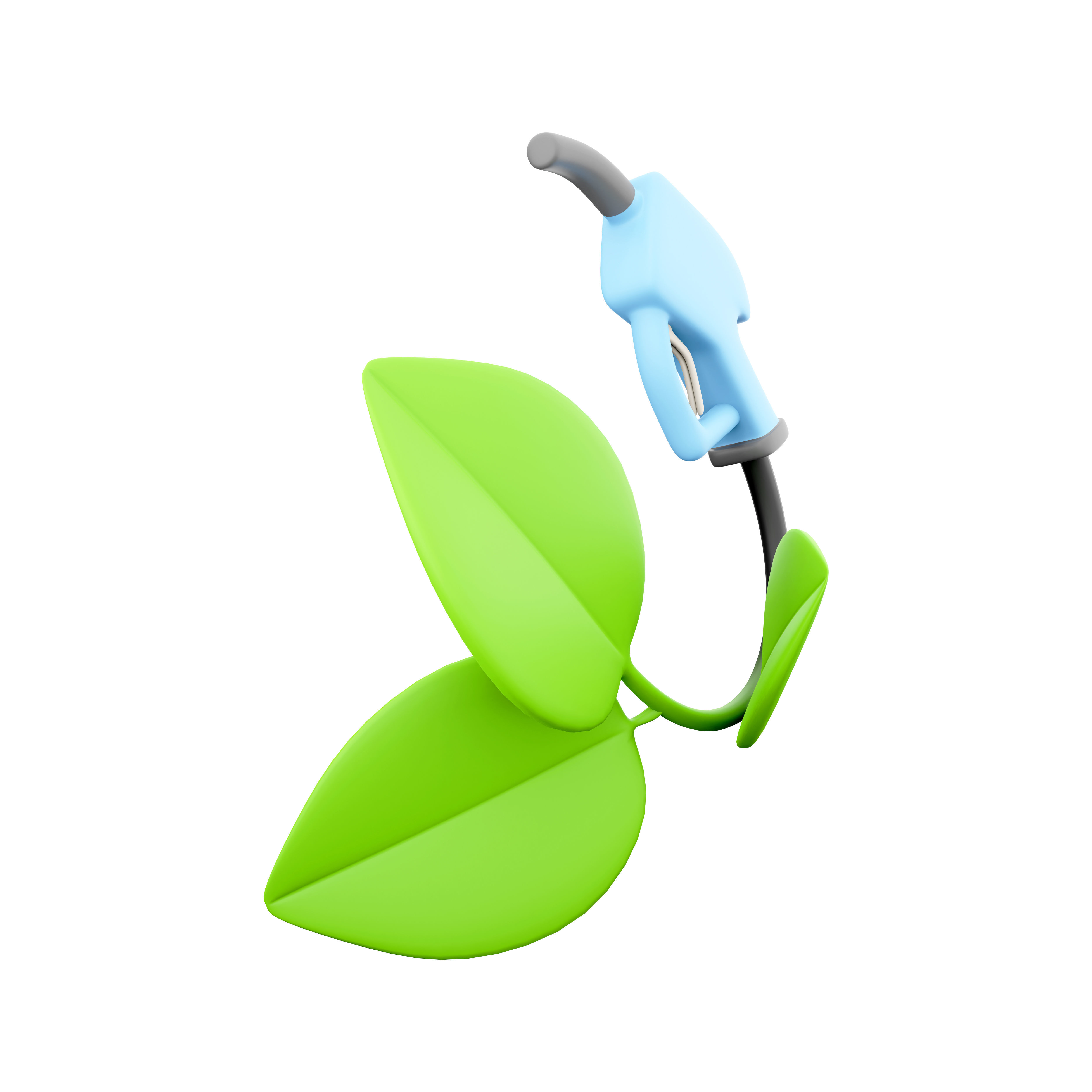 3d Fuel handle pump nozzle and hose with green leaves icon 3D model_4