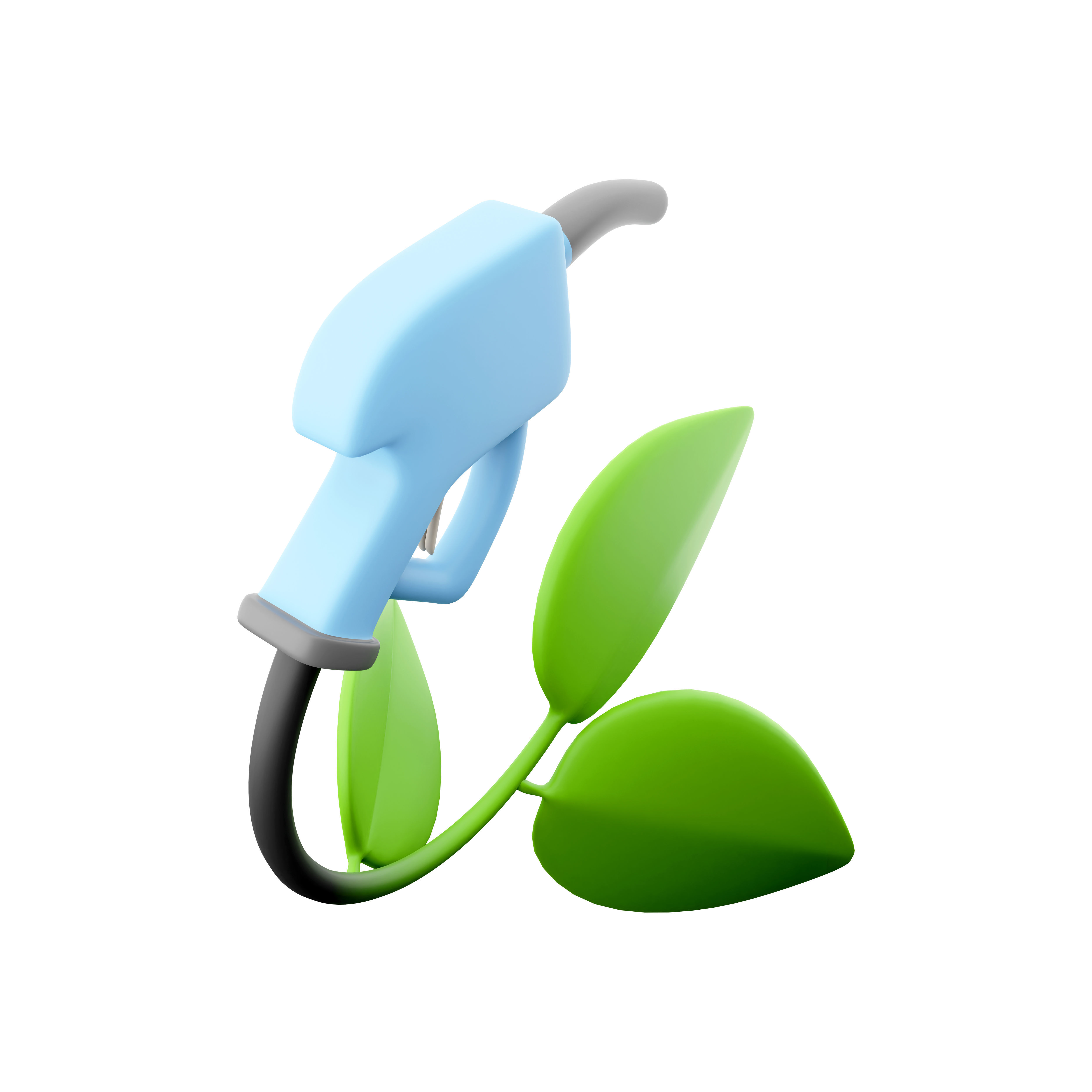 3d Fuel handle pump nozzle and hose with green leaves icon 3D model_5