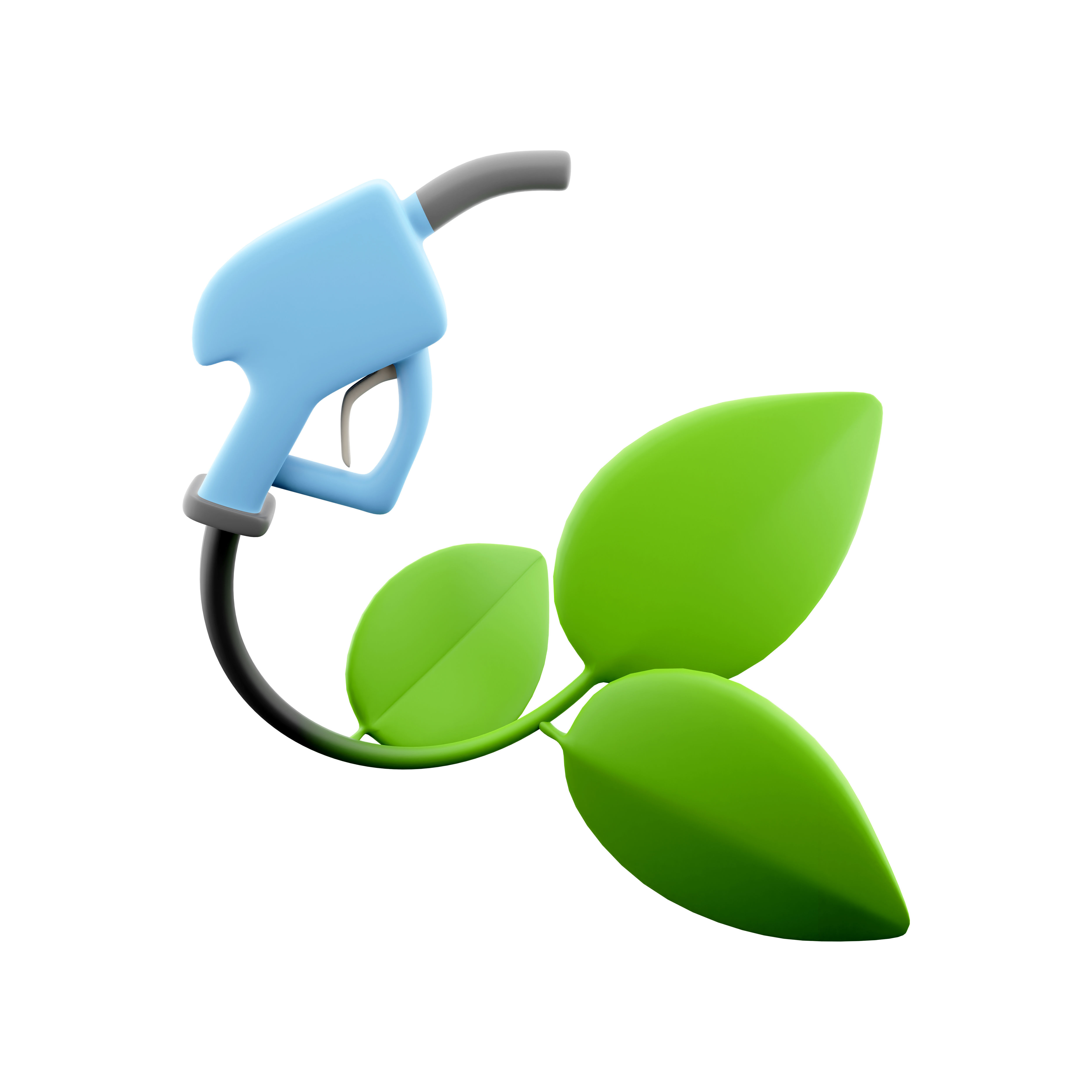3d Fuel handle pump nozzle and hose with green leaves icon 3D model_1