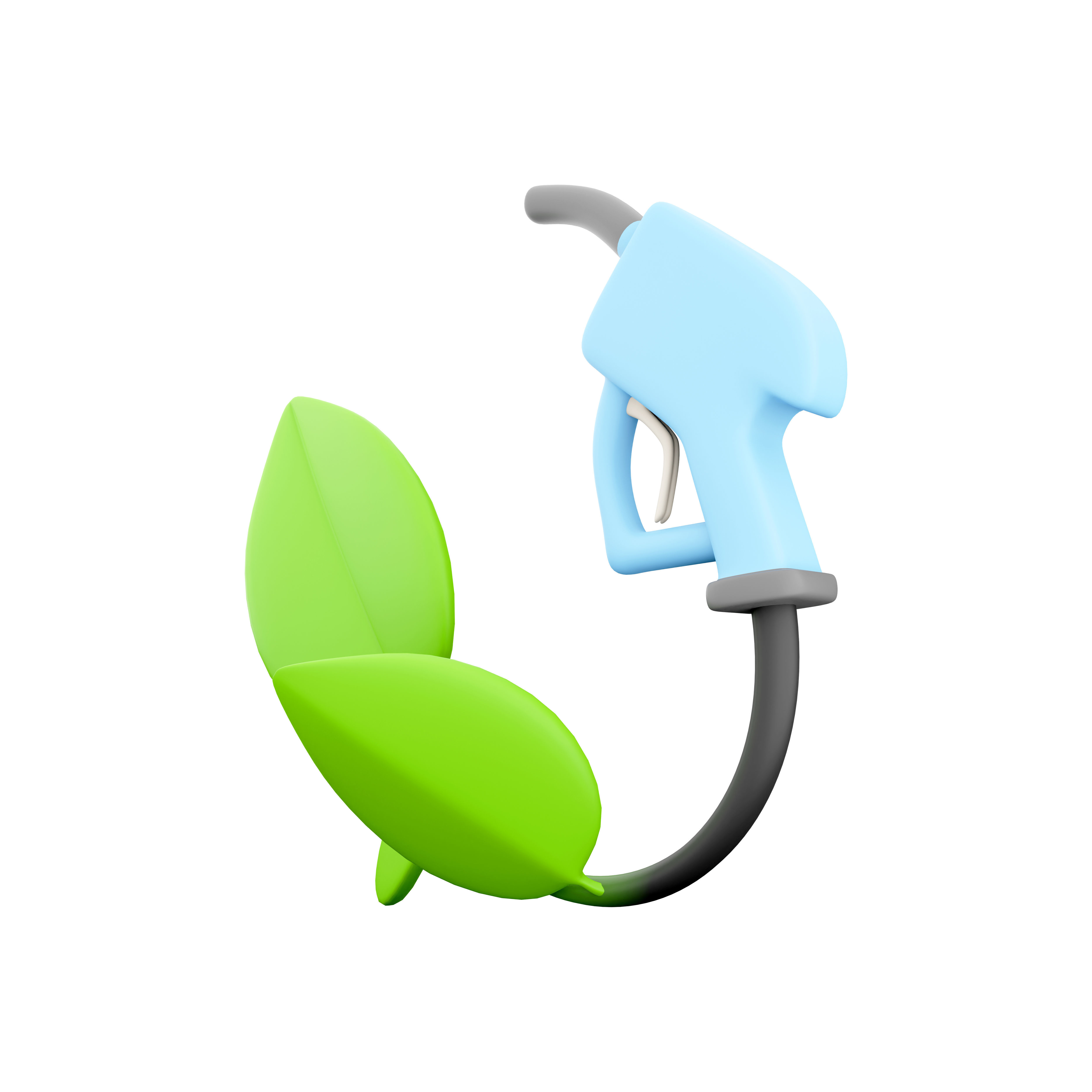 3d Fuel handle pump nozzle and hose with green leaves icon 3D model_3