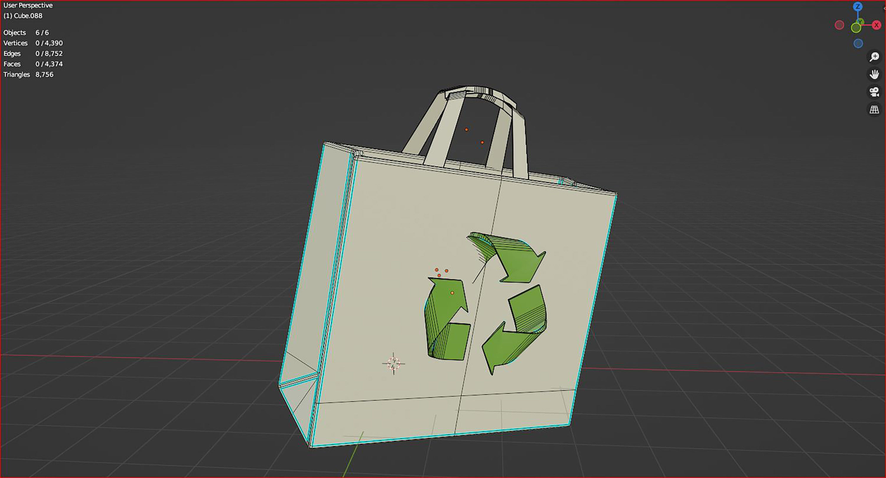 3d cloth eco bags blank icon 3D model_6
