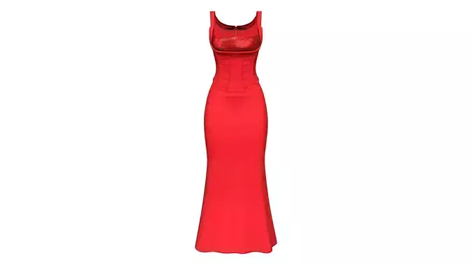 Red Corseted Bodice Skirt Dress