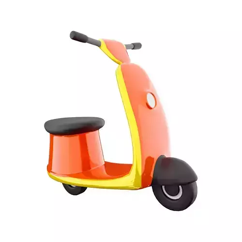 3d of orange and yellow color scooter icon 