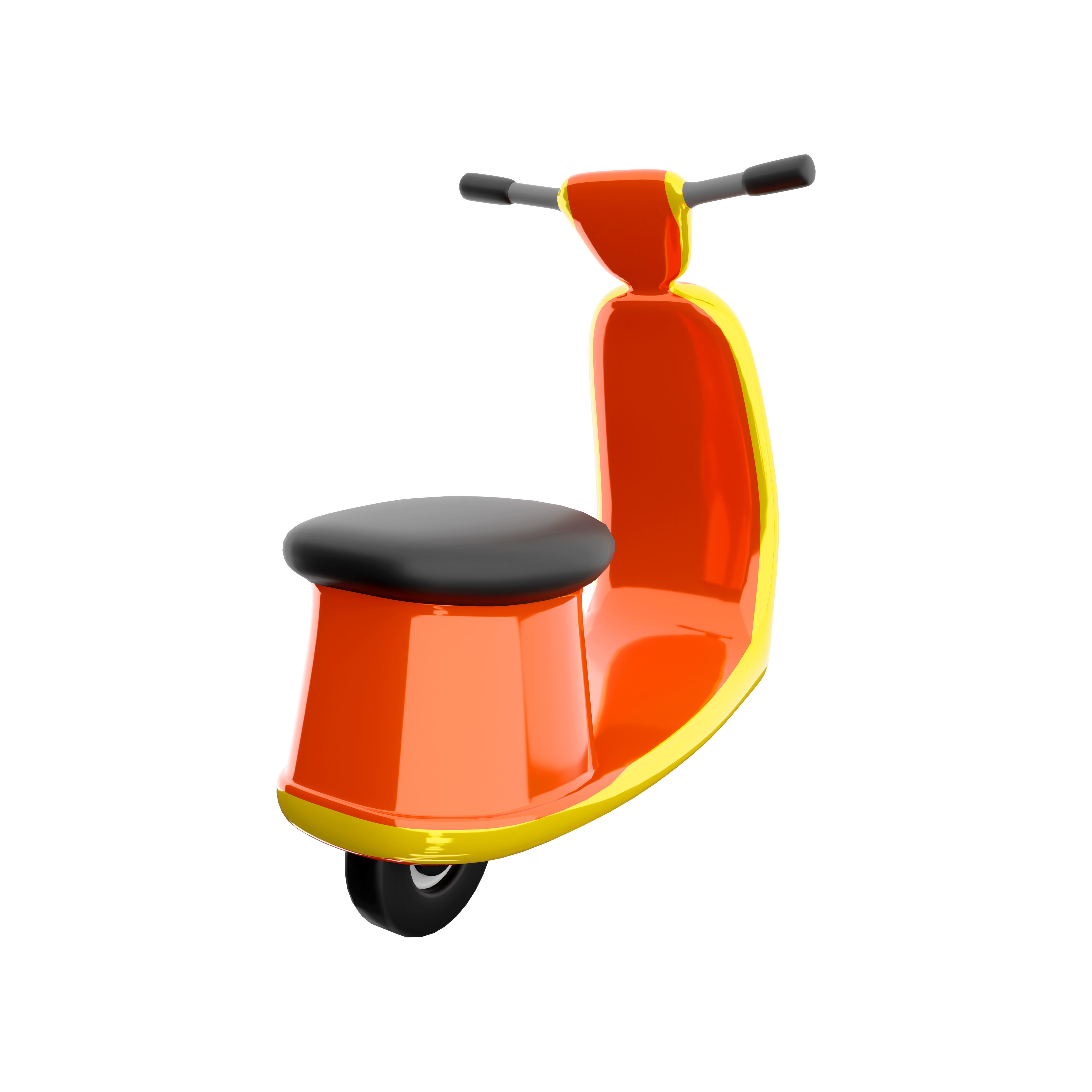 3d of orange and yellow color scooter icon 3D model | CGTrader