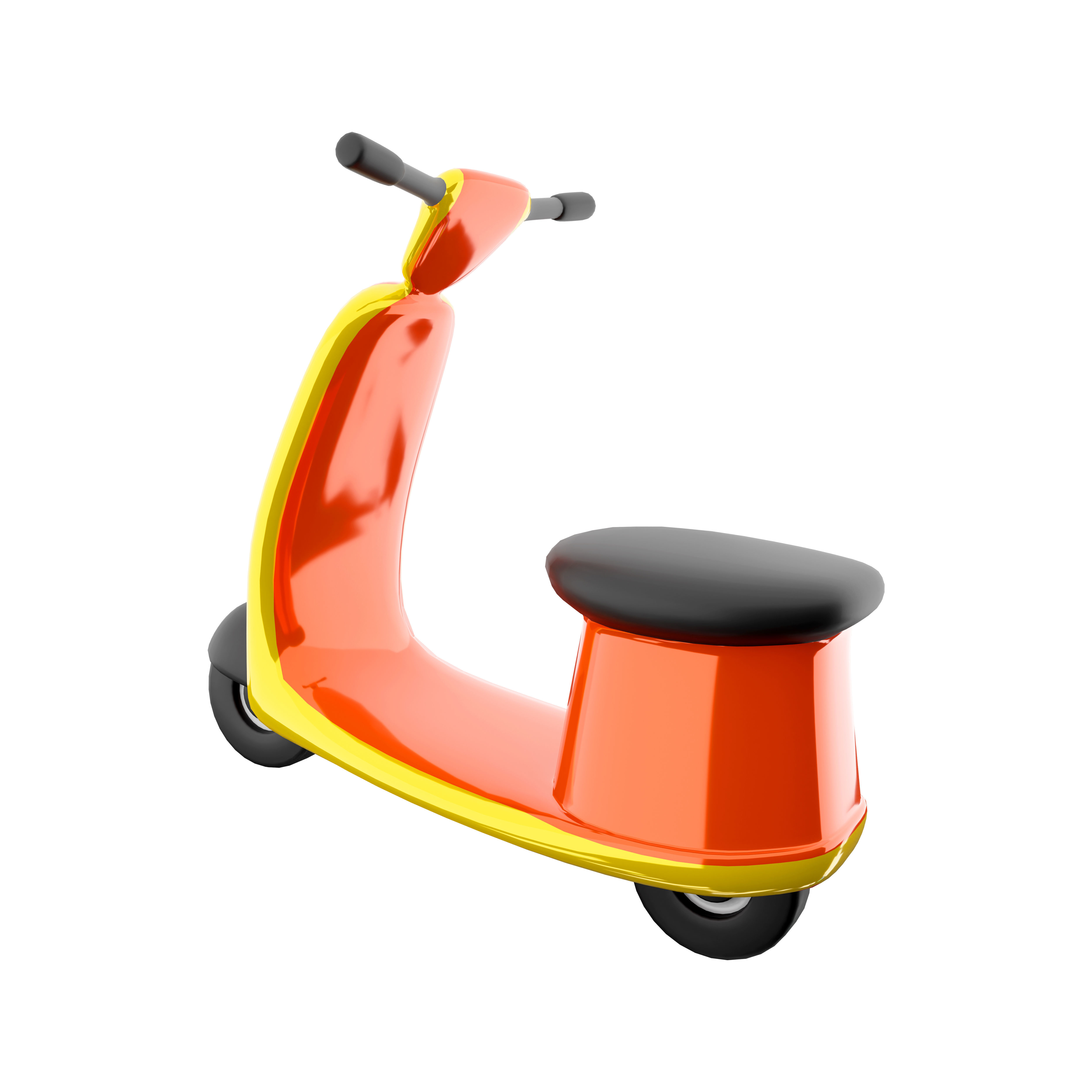3d of orange and yellow color scooter icon 3D model | CGTrader