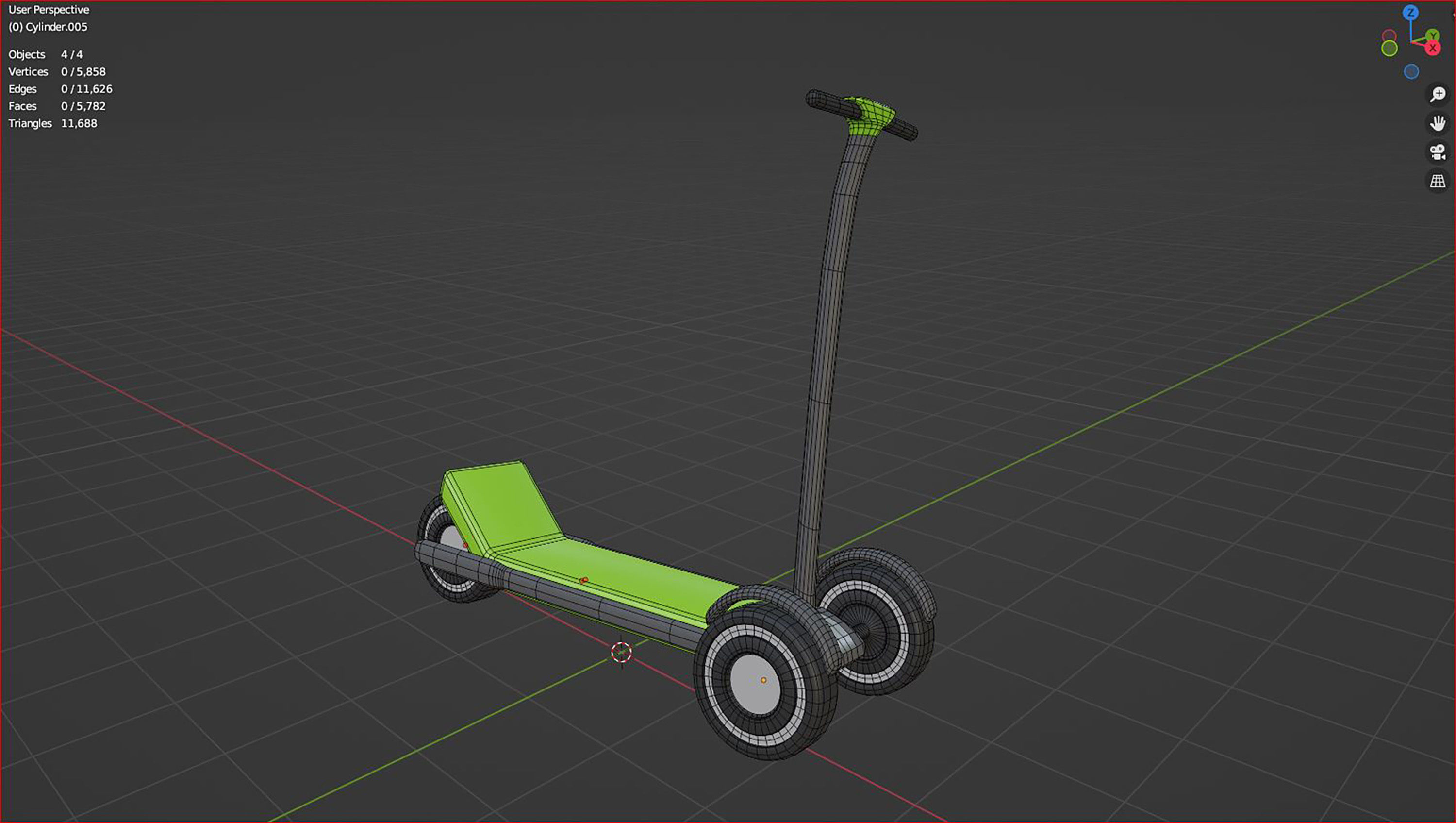 3d Kickboard mini economy 3-wheeled icon 3D model_6