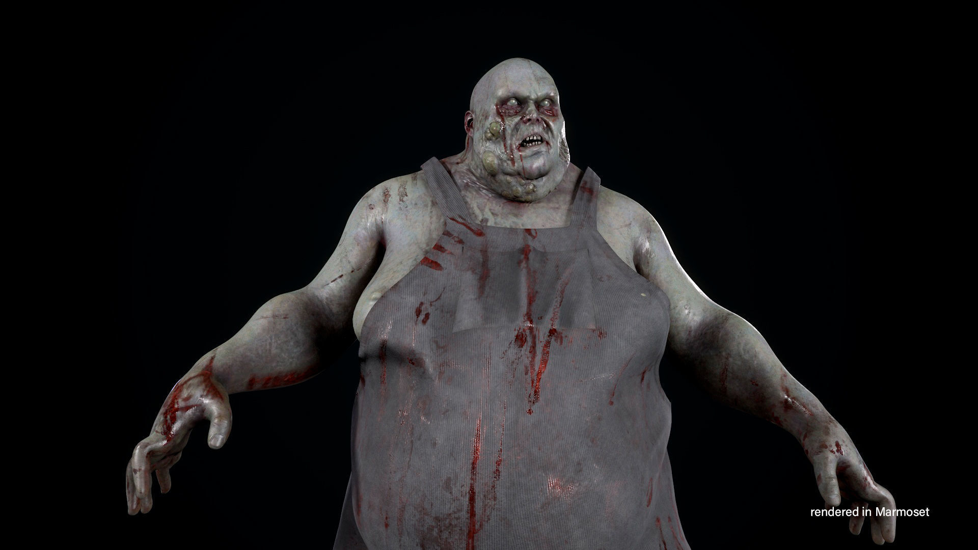 Zombie Butcher Low-poly 3D model_7