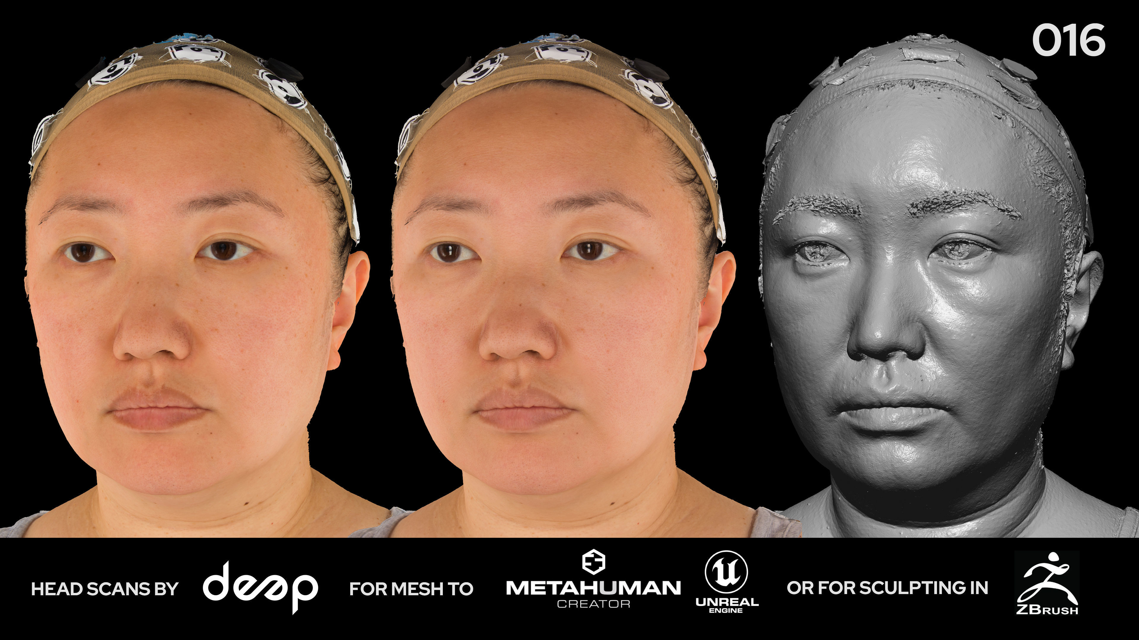 Asian Female 40s head scan 016 3D model_4
