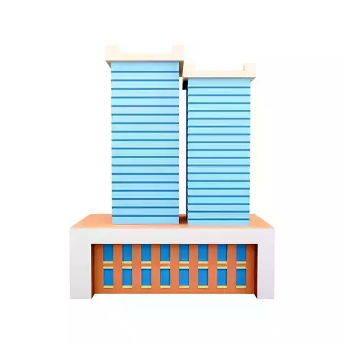 3D Modern city building exterior icons