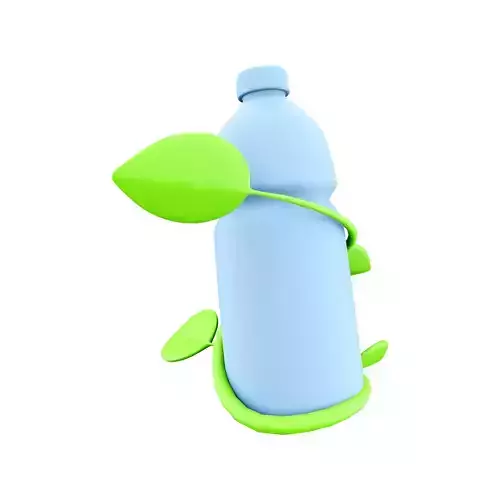 3d bottle of water with a green plant icon