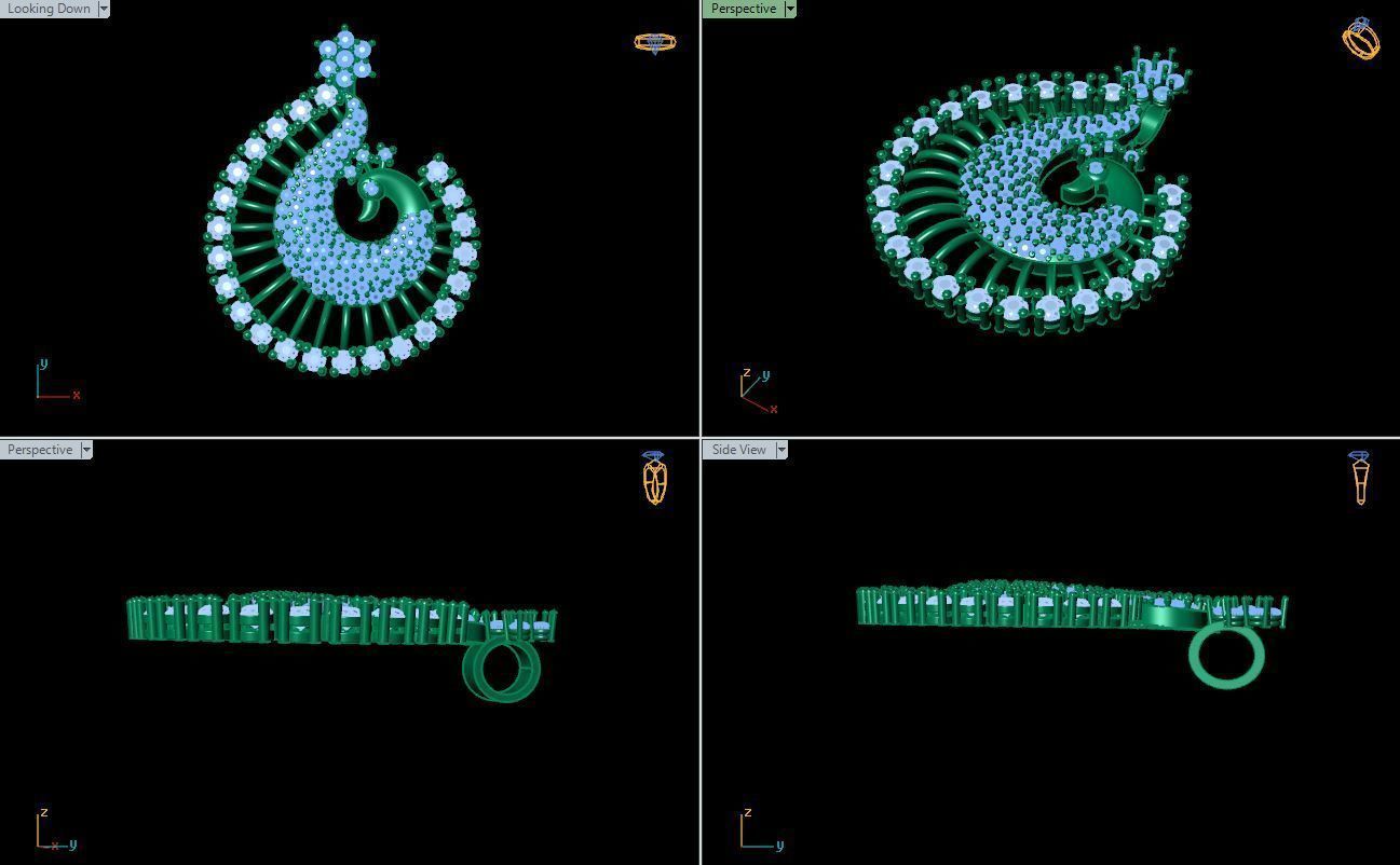 Peacock pendant 3D print model_4