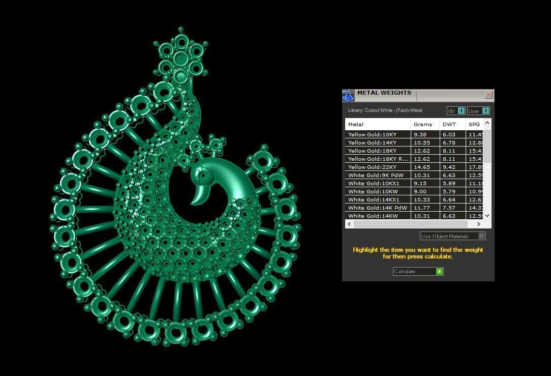 Peacock pendant 3D print model_5