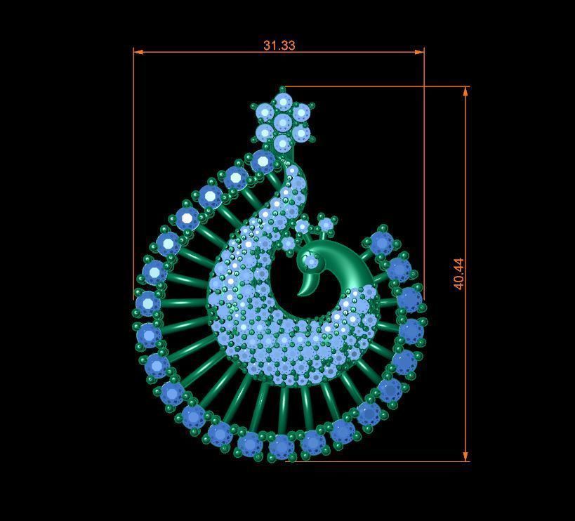 Peacock pendant 3D print model_3