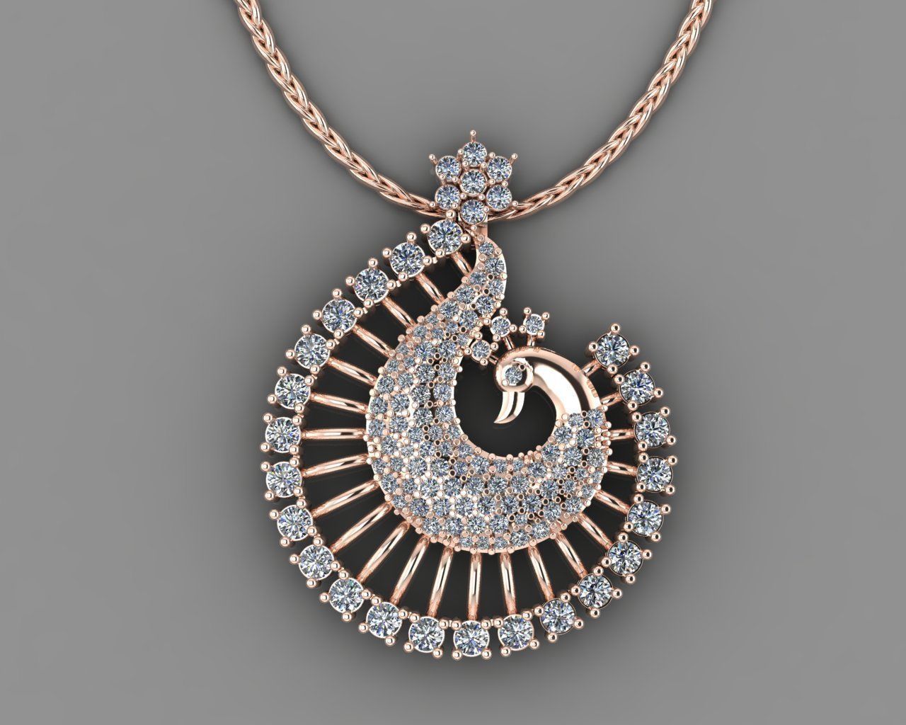 Peacock pendant 3D print model_9