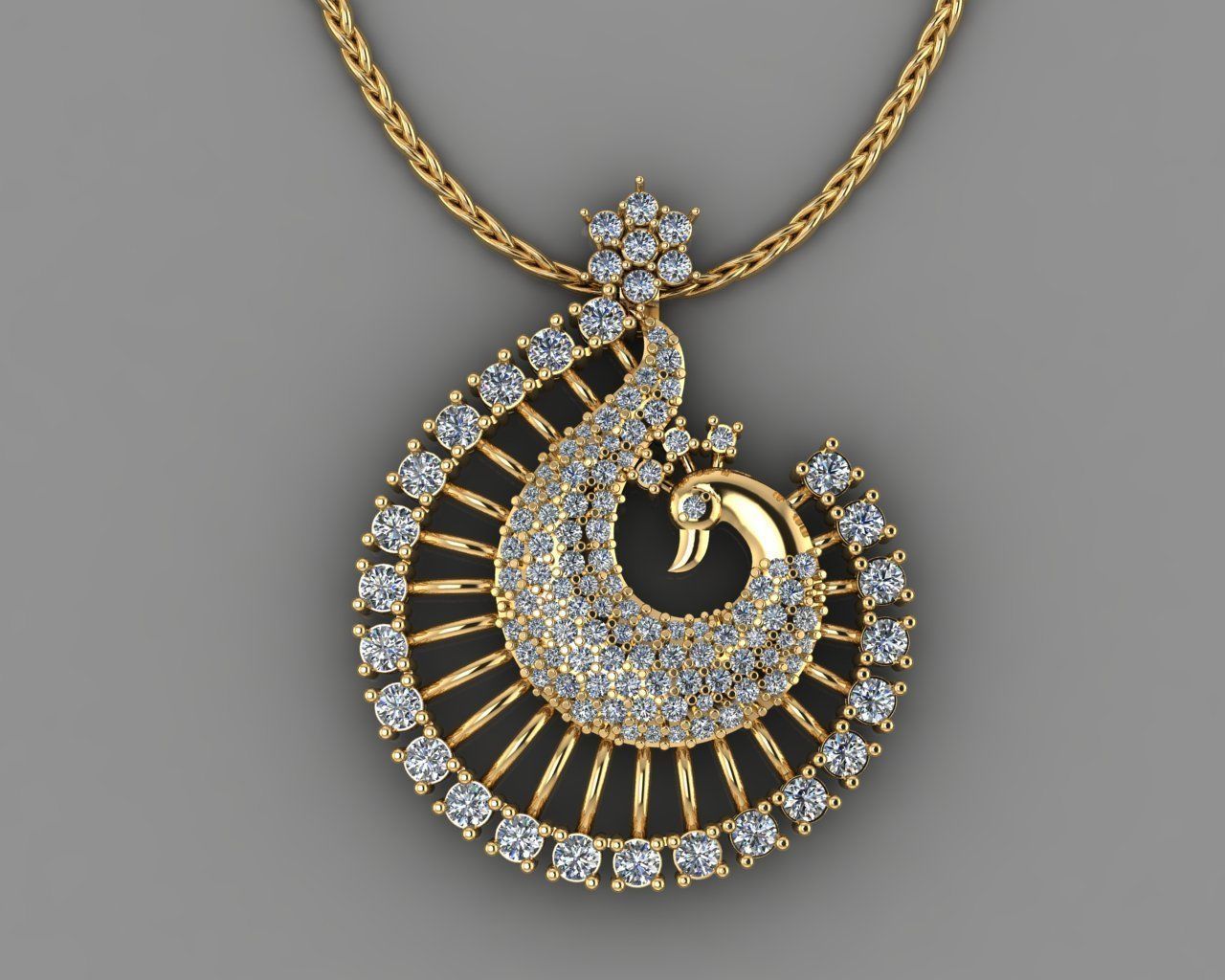 Peacock pendant 3D print model_8