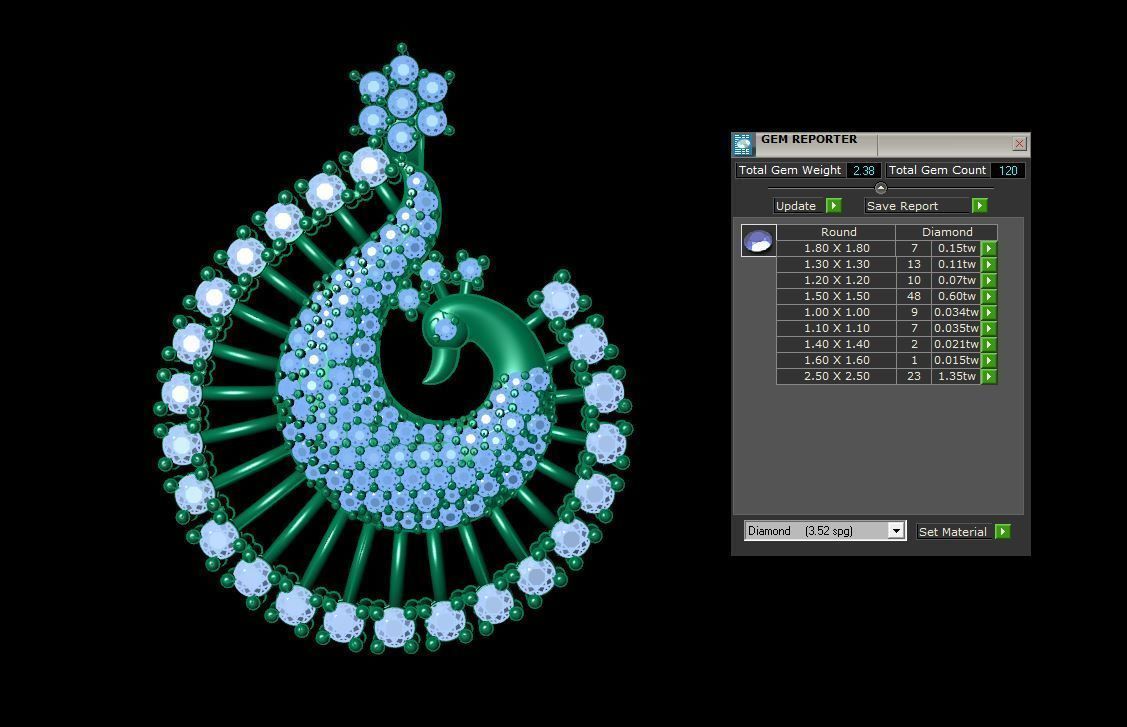 Peacock pendant 3D print model_6