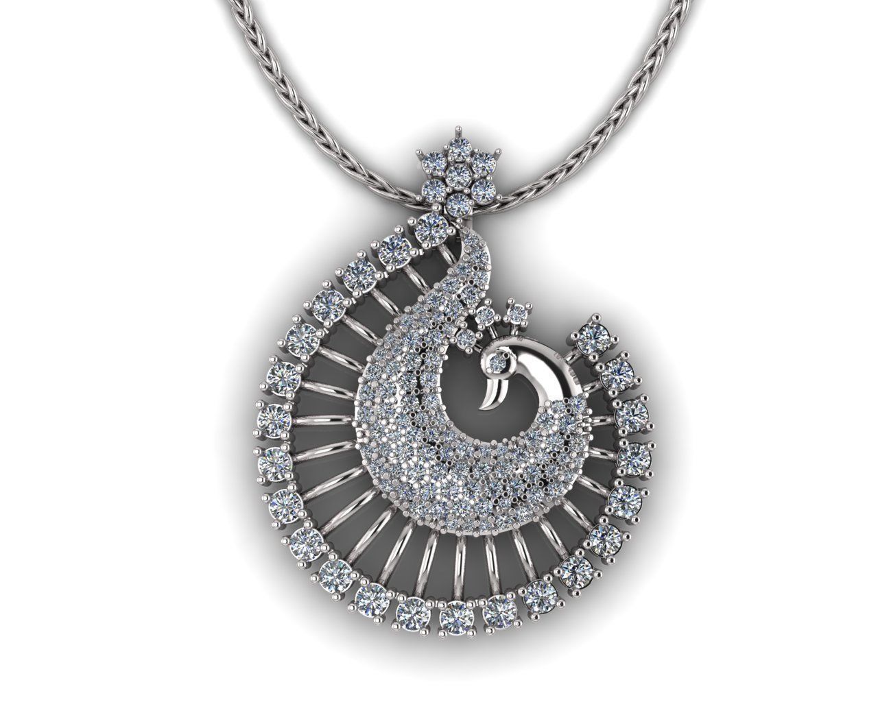 Peacock pendant 3D print model_2