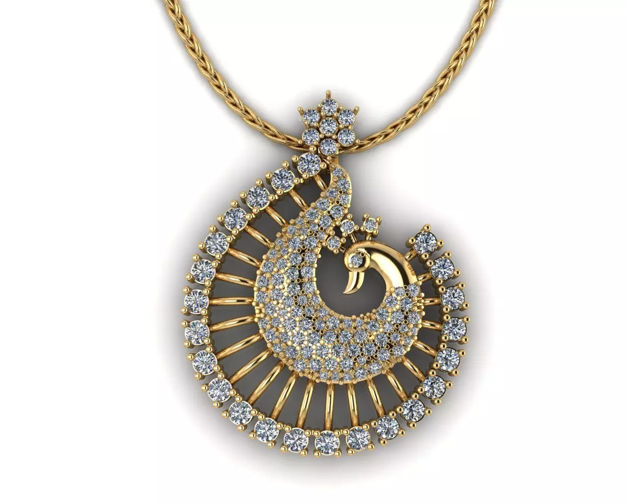 Peacock pendant 3D print model_0