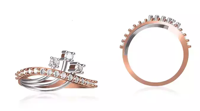 Women Wedding Engagement Ring STL OBJ FBX JCD Details