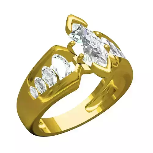 Antuque Vintage Style Marquise Diamond Engagement Ring