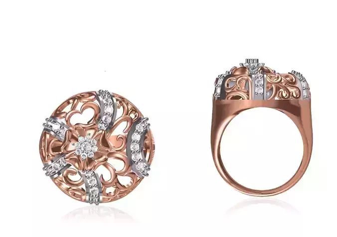 Women Wedding Engagement Ring STL OBJ FBX JCD Details