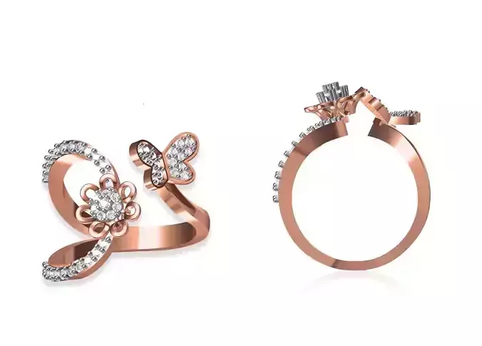 Women Wedding Engagement Ring STL OBJ FBX JCD Details