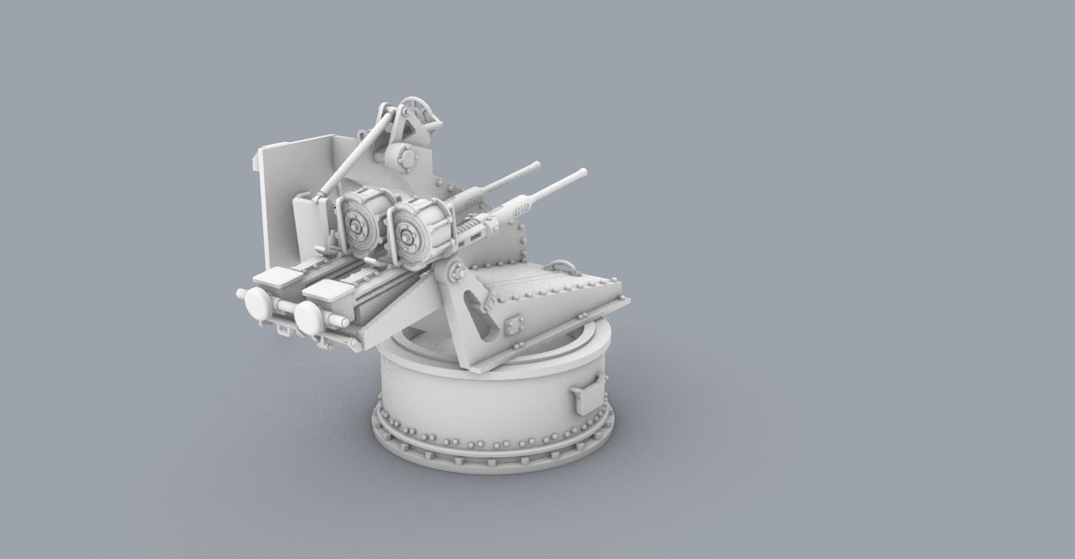 Bofors 40mm 3D Model  Low-poly 3D model_9