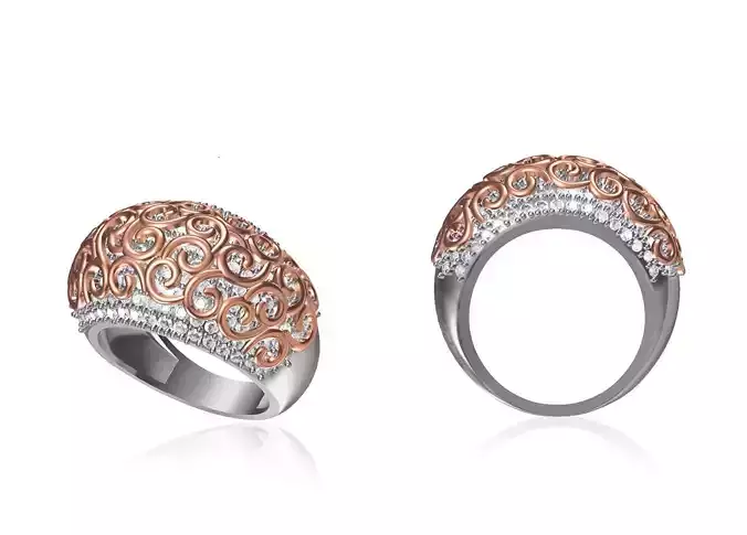 Women Wedding Engagement Ring STL OBJ FBX JCD Details